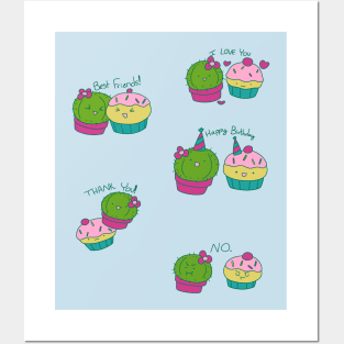 Cactus and Cupcake Sticker Sheet Posters and Art